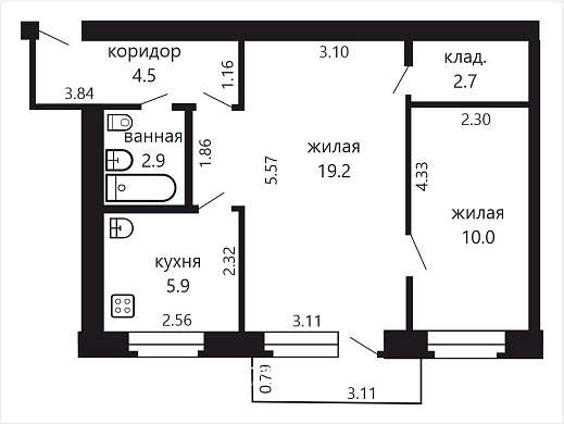 Продажа двухкомнатной квартиры, Минск, Маяковского ул., 174