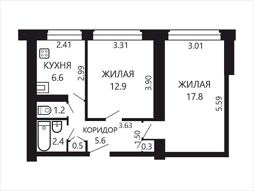 Продажа двухкомнатной квартиры, Минск, Краснослободская ул., 3, к. 1