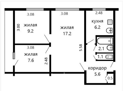 Продажа трехкомнатной квартиры, Минск, Ауэзова ул., 6