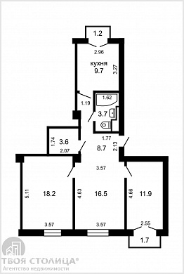 Продажа трехкомнатной квартиры, Минск, Козлова ул., 2 - фото 1 