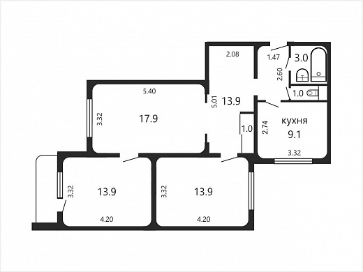 Продажа трехкомнатной квартиры, Минск, Лобанка ул., 62