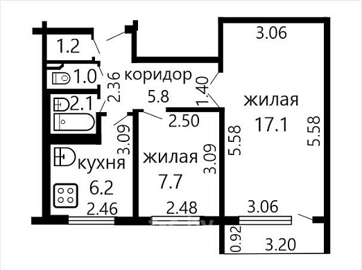 Продажа двухкомнатной квартиры, Минск, Уборевича ул., 66, к. 2