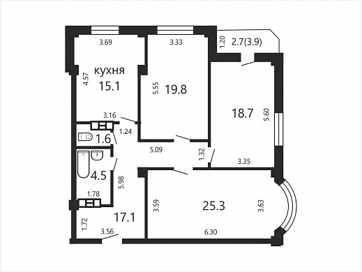 Продажа трехкомнатной квартиры, Минск, Солтыса пер., 2