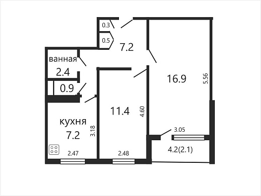 Продажа двухкомнатной квартиры, Минск, Плеханова ул., 71