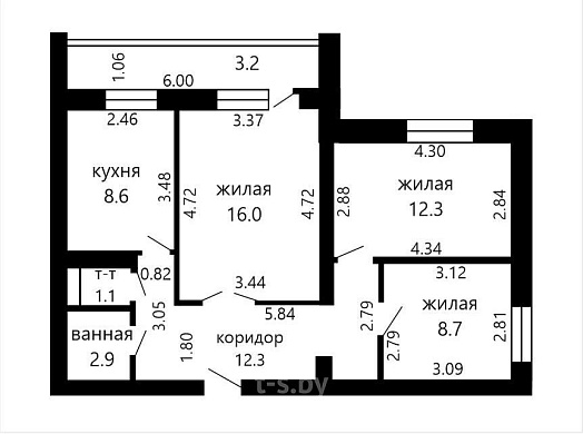 Продажа трехкомнатной квартиры, Минск, Рафиева ул., 70