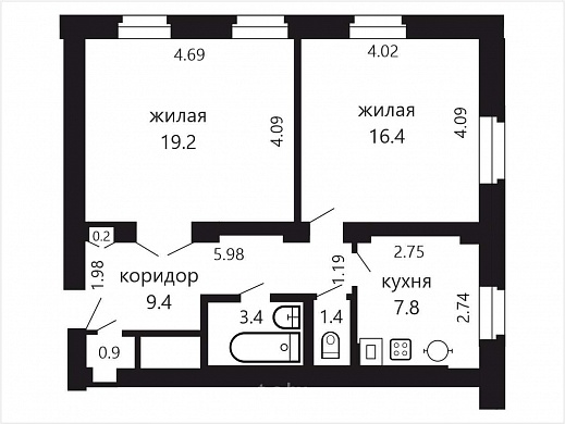 Продажа двухкомнатной квартиры, Минск, Пензенская ул., 31