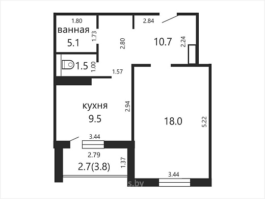 Продажа однокомнатной квартиры, Минск, Колесникова ул., 49