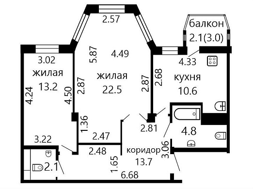 Продажа двухкомнатной квартиры, Минск, Лобанка ул., 78