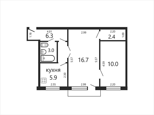 Продажа двухкомнатной квартиры, Минск, Коласа ул., 61, к. 1