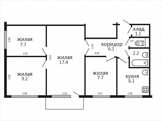 Продажа четырехкомнатной квартиры, Минск, Славинского ул., 23