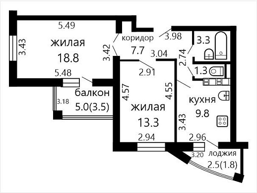 Продажа двухкомнатной квартиры, Минск, Ауэзова ул., 14