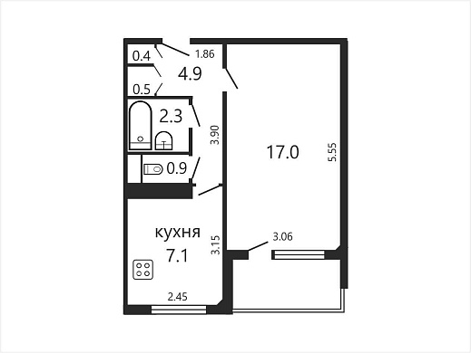 Продажа однокомнатной квартиры, Минск, Плеханова ул., 61